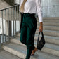 Women's Fashion Slim Fit PU Leather Waist Leg Pants Pockets