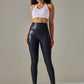 New plus size women's leggings high waist tight sexy PU leather pants colorful yoga pants