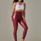 New plus size women's leggings high waist tight sexy PU leather pants colorful yoga pants