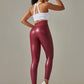 New plus size women's leggings high waist tight sexy PU leather pants colorful yoga pants