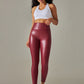New plus size women's leggings high waist tight sexy PU leather pants colorful yoga pants