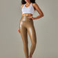New plus size women's leggings high waist tight sexy PU leather pants colorful yoga pants