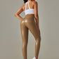 New plus size women's leggings high waist tight sexy PU leather pants colorful yoga pants