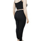 Women's Fashion Hollow Top Ribbed Three-piece Suit