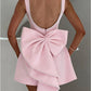 Women's Pearl Bow Fashion Short Dress