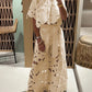 Women's solid color sexy hollow cardigan top wide leg pants two piece set