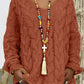 Women's Long-sleeved Hooded V-neck Knitted Sweater (without necklace)