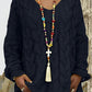 Women's Long-sleeved Hooded V-neck Knitted Sweater (without necklace)