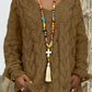 Women's Long-sleeved Hooded V-neck Knitted Sweater (without necklace)