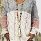 Women's Long-sleeved Hooded V-neck Knitted Sweater (without necklace)