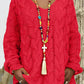 Women's Long-sleeved Hooded V-neck Knitted Sweater (without necklace)