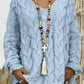Women's Long-sleeved Hooded V-neck Knitted Sweater (without necklace)