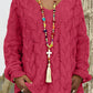 Women's Long-sleeved Hooded V-neck Knitted Sweater (without necklace)