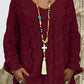 Women's Long-sleeved Hooded V-neck Knitted Sweater (without necklace)