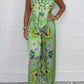 New Fashion Casual Sexy Suspender Printed Loose Women's Trousers Set