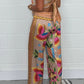 New Fashion Casual Sexy Suspender Printed Loose Women's Trousers Set