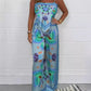 New Fashion Casual Sexy Suspender Printed Loose Women's Trousers Set