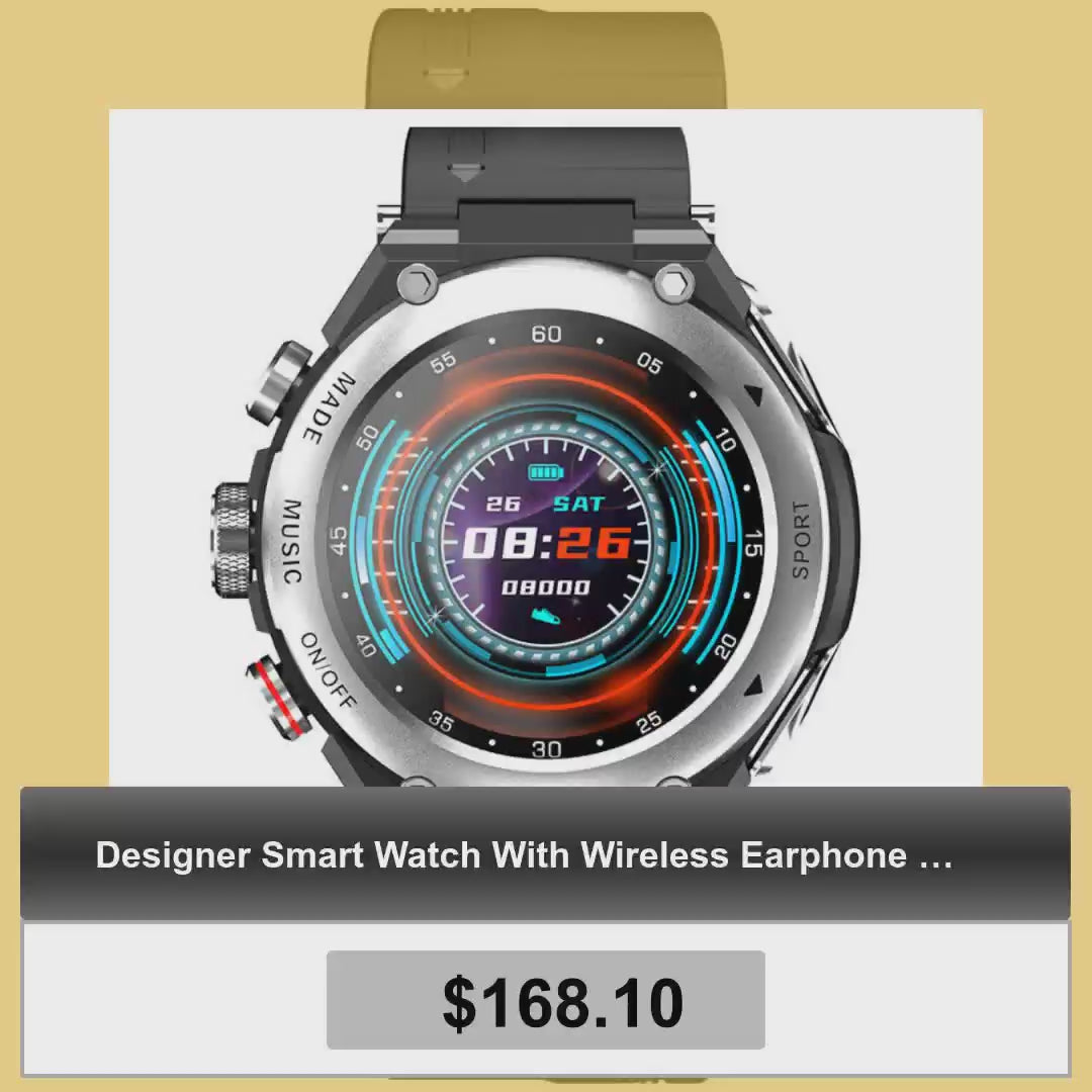 Designer Smart Watch With Wireless Earphone 2 in 1 by@Vidoo