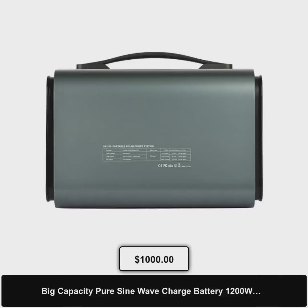 Big Capacity Pure Sine Wave Charge Battery 1200W Rechargeable Portable Power Station by@Vidoo