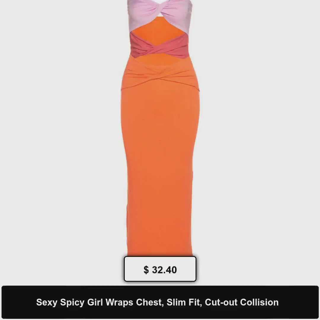 Sexy Spicy Girl Wraps Chest, Slim Fit, Cut-out Collision by@Vidoo