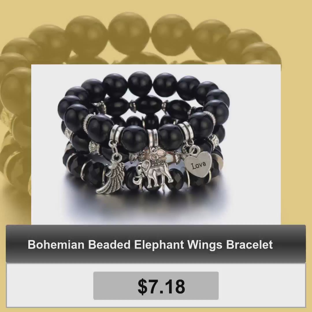 Bohemian Beaded Elephant Wings Bracelet by@Vidoo