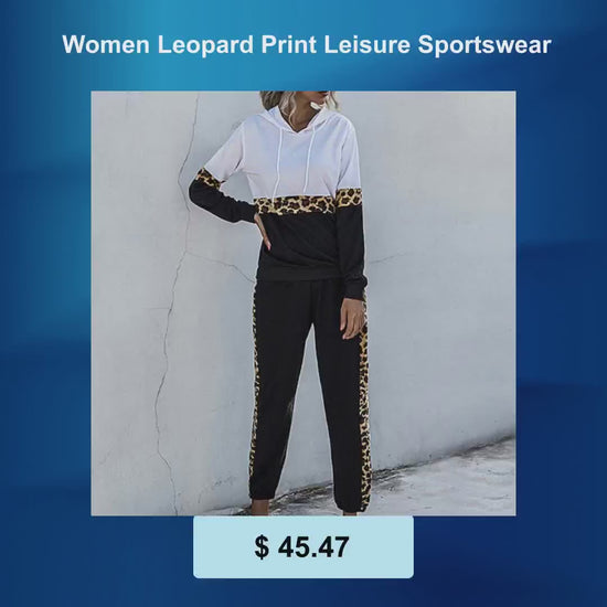 Women Leopard Print Leisure Sportswear by@Vidoo