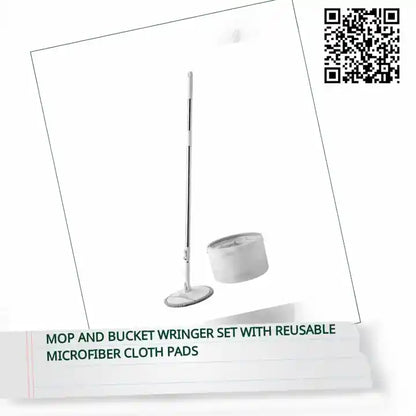 Mop and Bucket Wringer Set With Reusable Microfiber Cloth Pads by@Outfy