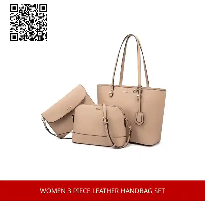 Women 3 piece Leather Handbag Set by@Outfy