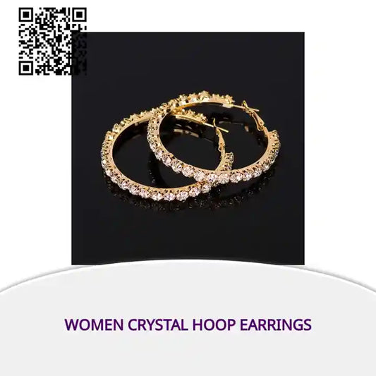 Women Crystal Hoop Earrings by@Outfy