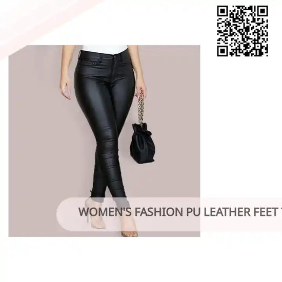 Women&#039;s Fashion Pu Leather Feet Trousers by@Outfy