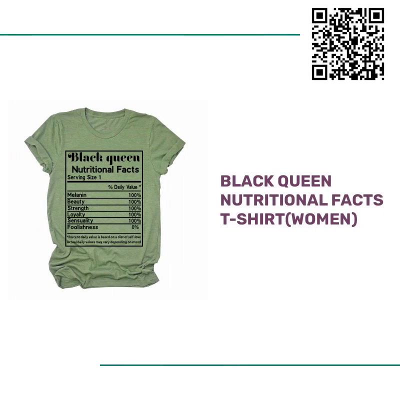 BLACK QUEEN NUTRITIONAL FACTS T-SHIRT(Women) by@Outfy