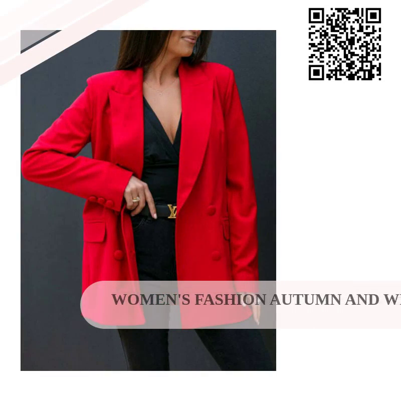 Women&#039;s fashion autumn and winter long-sleeved double-breasted suit collar jacket by@Outfy