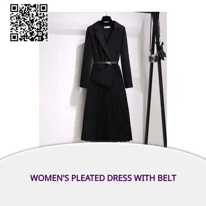 Women&#039;s Pleated Dress With Belt by@Outfy