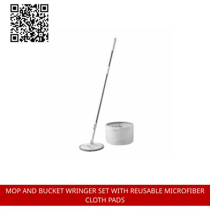 Mop and Bucket Wringer Set With Reusable Microfiber Cloth Pads by@Outfy
