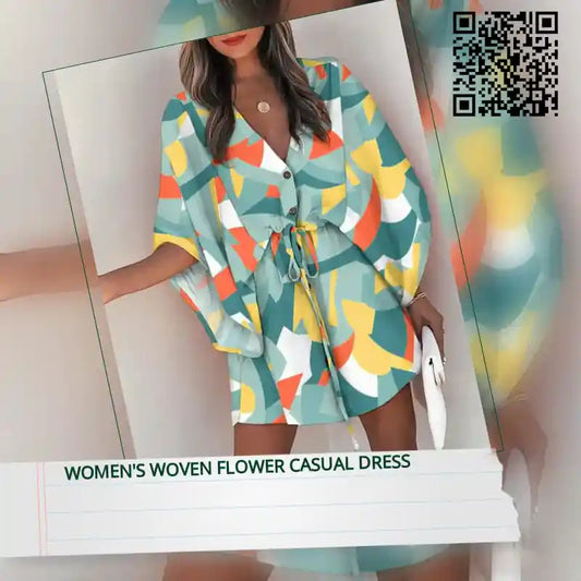 Women's Woven Flower Casual Dress by@Outfy