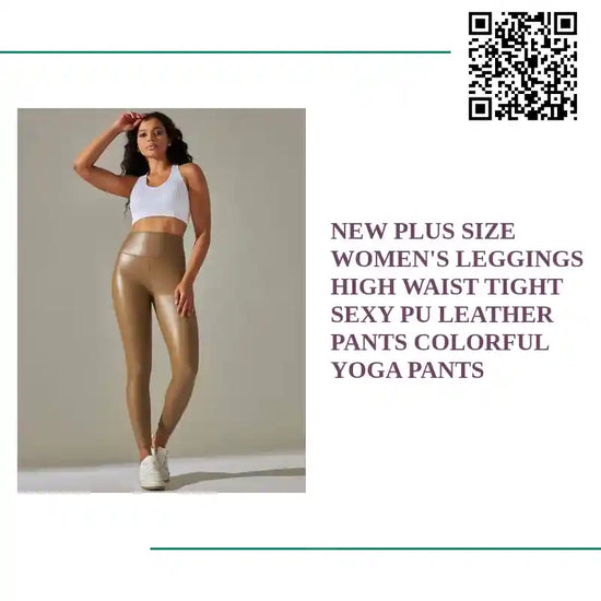 New plus size women&#039;s leggings high waist tight sexy PU leather pants colorful yoga pants by@Outfy