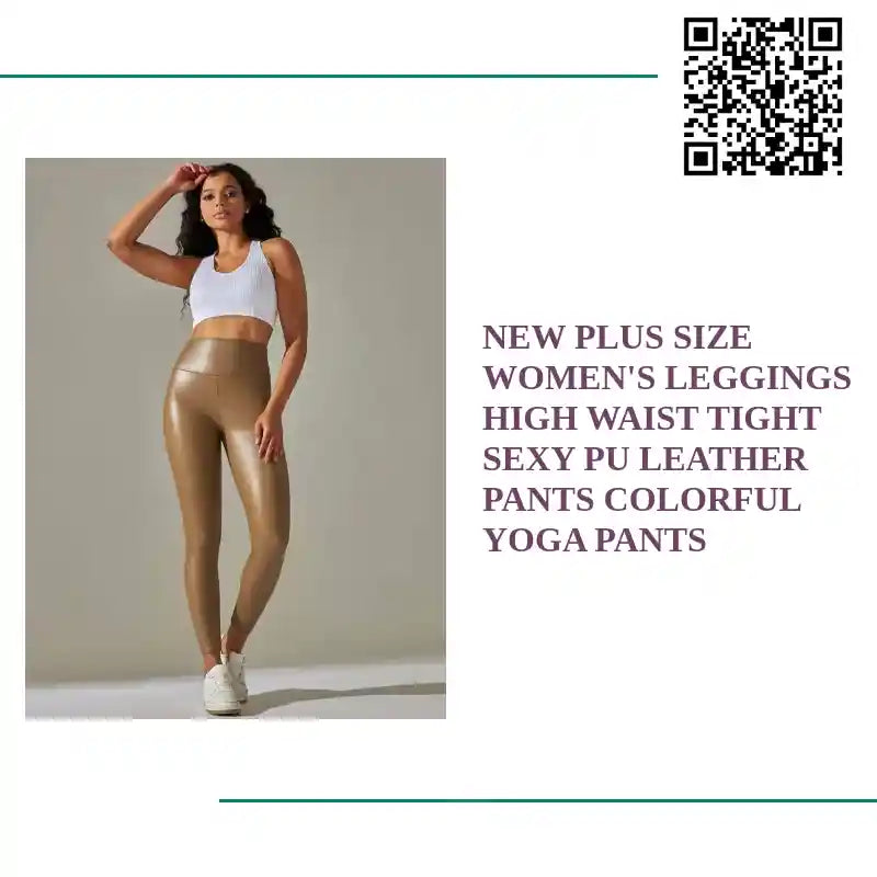 New plus size women&#039;s leggings high waist tight sexy PU leather pants colorful yoga pants by@Outfy