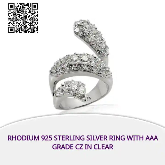 Rhodium 925 Sterling Silver Ring with AAA Grade CZ in Clear by@Outfy