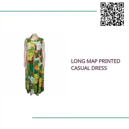 Long Map Printed Casual Dress by@Outfy