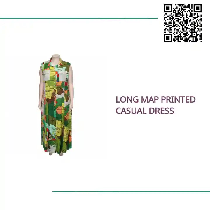 Long Map Printed Casual Dress by@Outfy