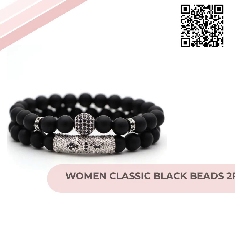 Women Classic Black Beads 2pc/Set by@Outfy