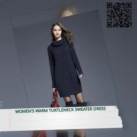 Women&#039;s Warm Turtleneck Sweater Dress by@Outfy