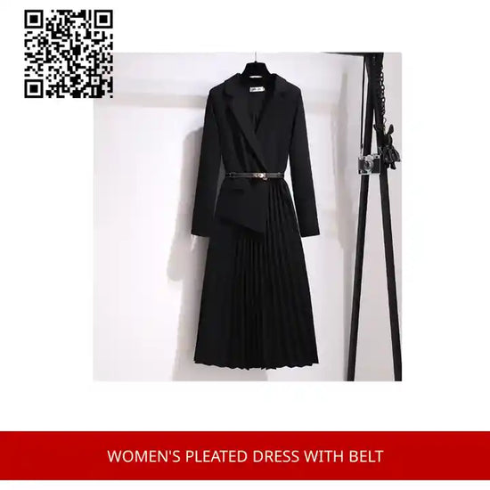 Women&#039;s Pleated Dress With Belt by@Outfy
