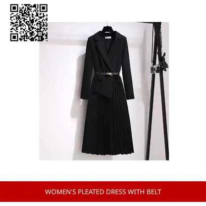 Women&#039;s Pleated Dress With Belt by@Outfy