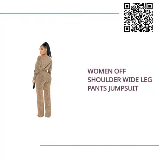 Women Off Shoulder Wide Leg Pants Jumpsuit by@Outfy