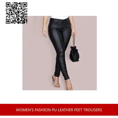 Women&#039;s Fashion Pu Leather Feet Trousers by@Outfy