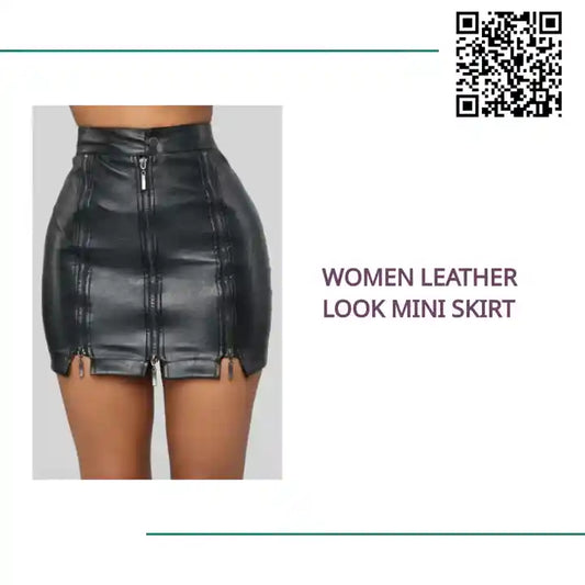 Women Leather Look Mini Skirt by@Outfy