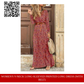 Women&#039;s V-neck long-sleeved Printed Long Dress (with belt) by@Outfy