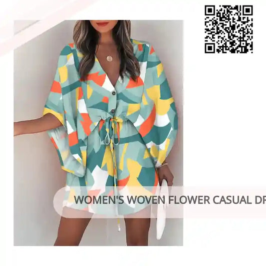 Women&#039;s Woven Flower Casual Dress by@Outfy