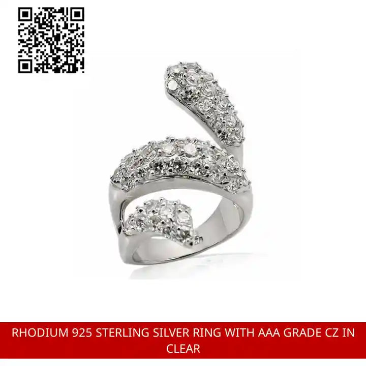 Rhodium 925 Sterling Silver Ring with AAA Grade CZ in Clear by@Outfy